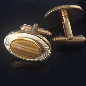 Vintage men’s brown tigers eye gold Cufflink Dante